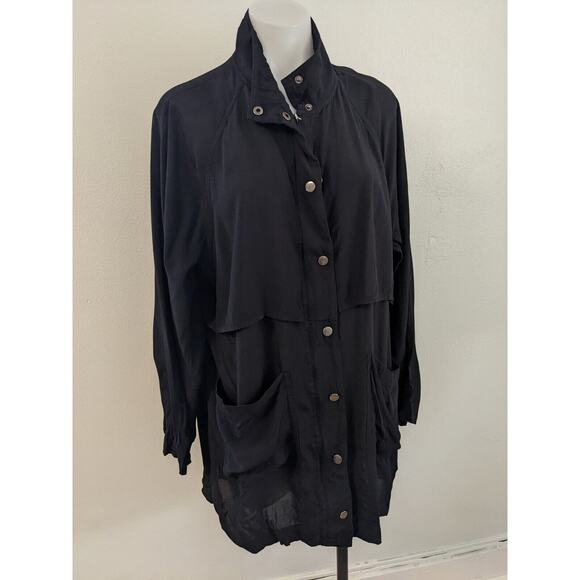Something Else by Natalie Wood Size 8 Zip Up Shacket Jacket Shirt Black Pockets - Picture 3 of 11